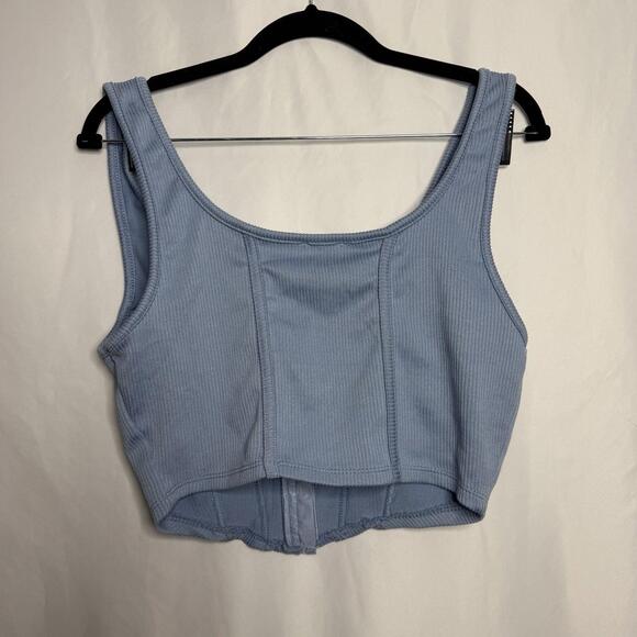 Blashe Tank Top Women’s Large Blue Cropped Corset Bustier - Picture 3 of 4